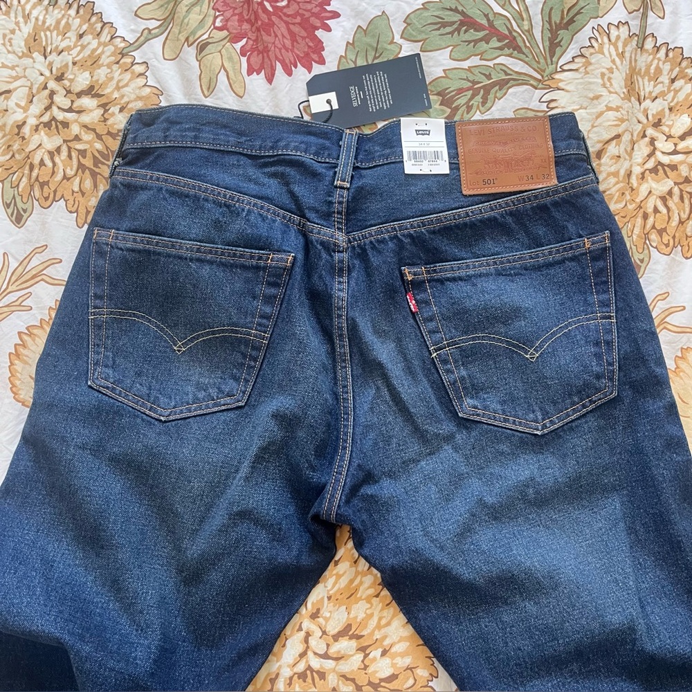 NWT Men’s Levi's 501 Original Fit Selvedge Jeans Size 34 x 32 in Bounty Hunter - Picture 14 of 16